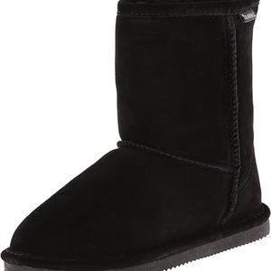 BEARPAW Eva Short Toddler Girls Black II Leather Suede Boots Size 11 Pull On